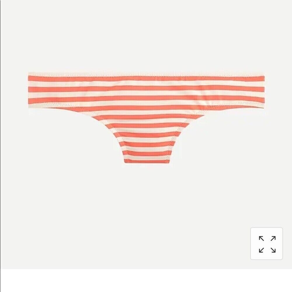 J Crew Surf Hipster Bikini Bottom In Coral Ivory Stripe 2x Item L1479